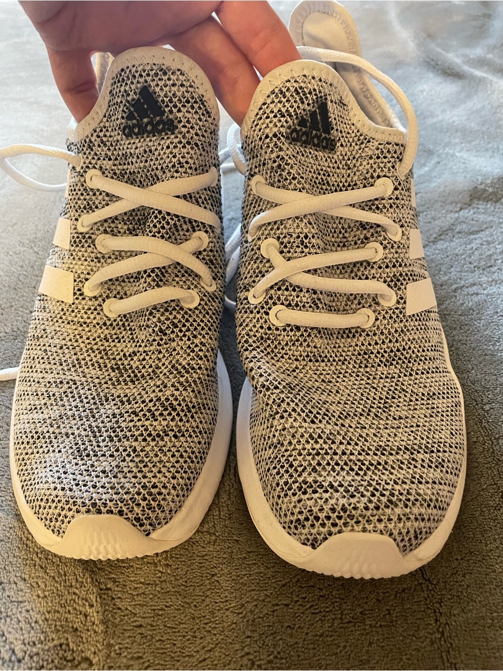 adidas Women's Knit Sneakers in White and Black